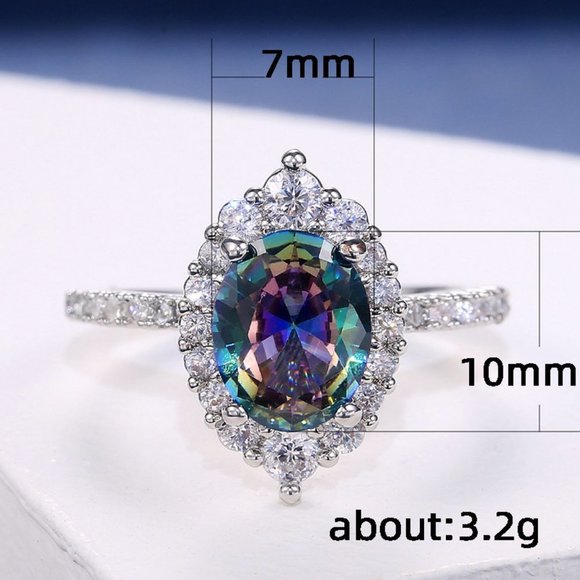 *NEW 925 Silver Mystic Topaz Halo Ring - Picture 9 of 9